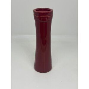 VTG Longaberger Pottery Paprika Red Vase 6.5" Woven Basketweave Design USA Made
